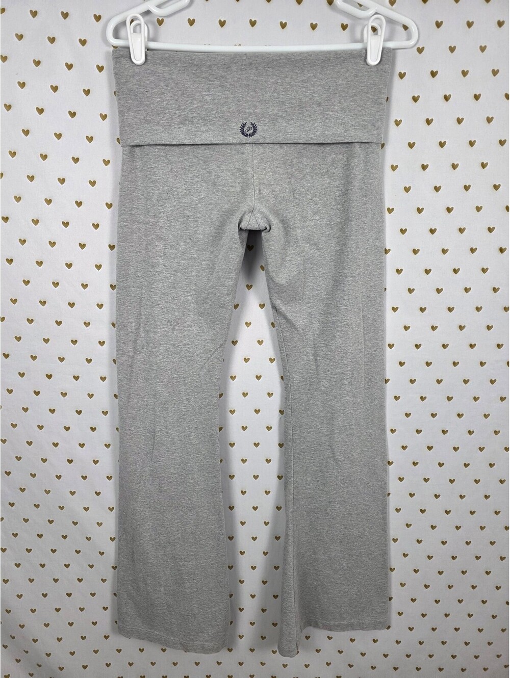 Victorias Secret PINK Grey FOLDOVER yoga Pants Crest Flare Medium